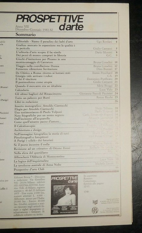 rivista PROSPETTIVE D'ARTE 51/1981 - Conversano, Burri, De Chirico, Rosai | Immagine Gallery 2