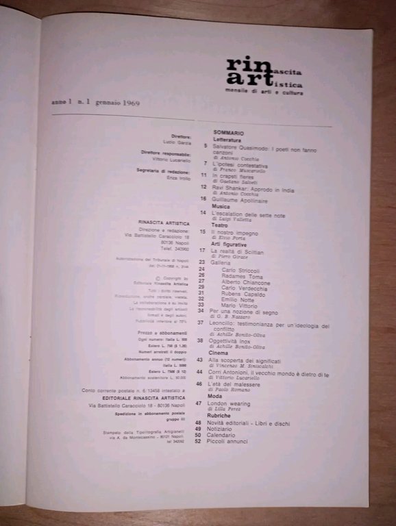 rivista RINASCITA ARTISTICA - anno I n. 1 1969 | Immagine Gallery 2