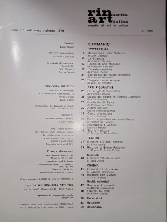 rivista RINASCITA ARTISTICA - anno I n. 5/6 1969 | Immagine Gallery 4