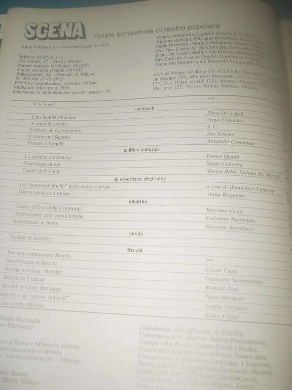 SCENA. rivista di teatro popolare anno I n. 6