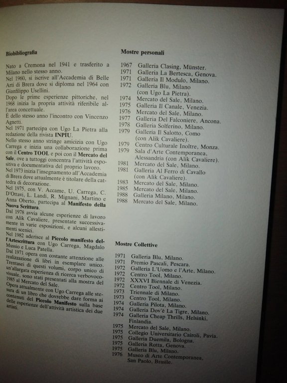 VINCENZO FERRARI, Cinema - catalogo mostra Galleria Milano 1988