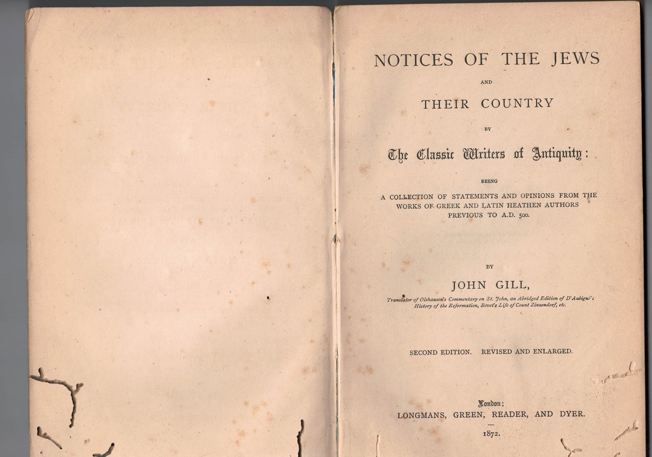 Notices of the Jews and Thei Country. The classic Writers …