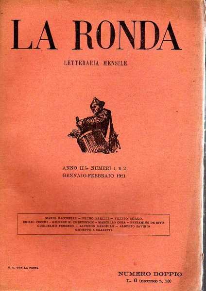 LA RONDA LETTERARIA MENSILE 1921 numero 1-2