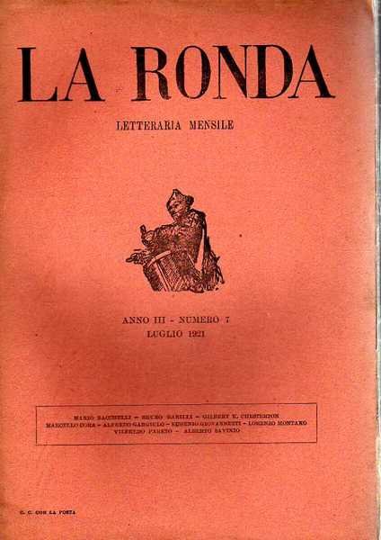 LA RONDA LETTERARIA MENSILE 1921 numero 7