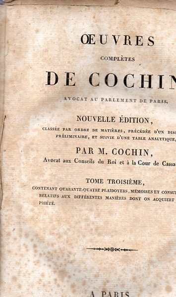 Oeuvres complètes de Cochin Tome III