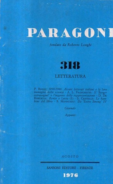 Paragone N. 318 Letteratura Mensile di Arte Figurativa e Letteratura