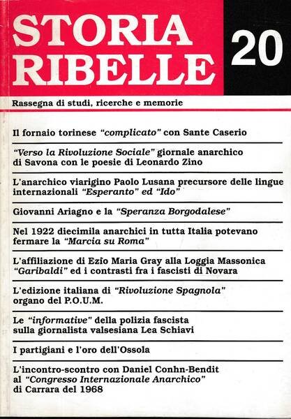 Storia ribelle 20. Rassegna di studi, ricerche e memorie