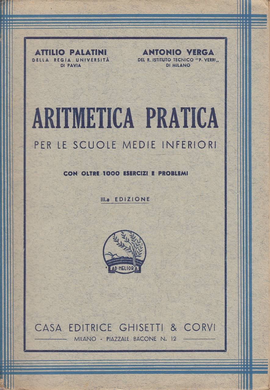 ARITMETICA PRATICA PER LE SCUOLE MEDIE INFERIORI CON OLTRE 1000 …