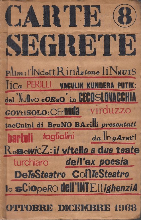 CARTE SEGRETE N. 8 Rivista trimestrale di lettere e arti