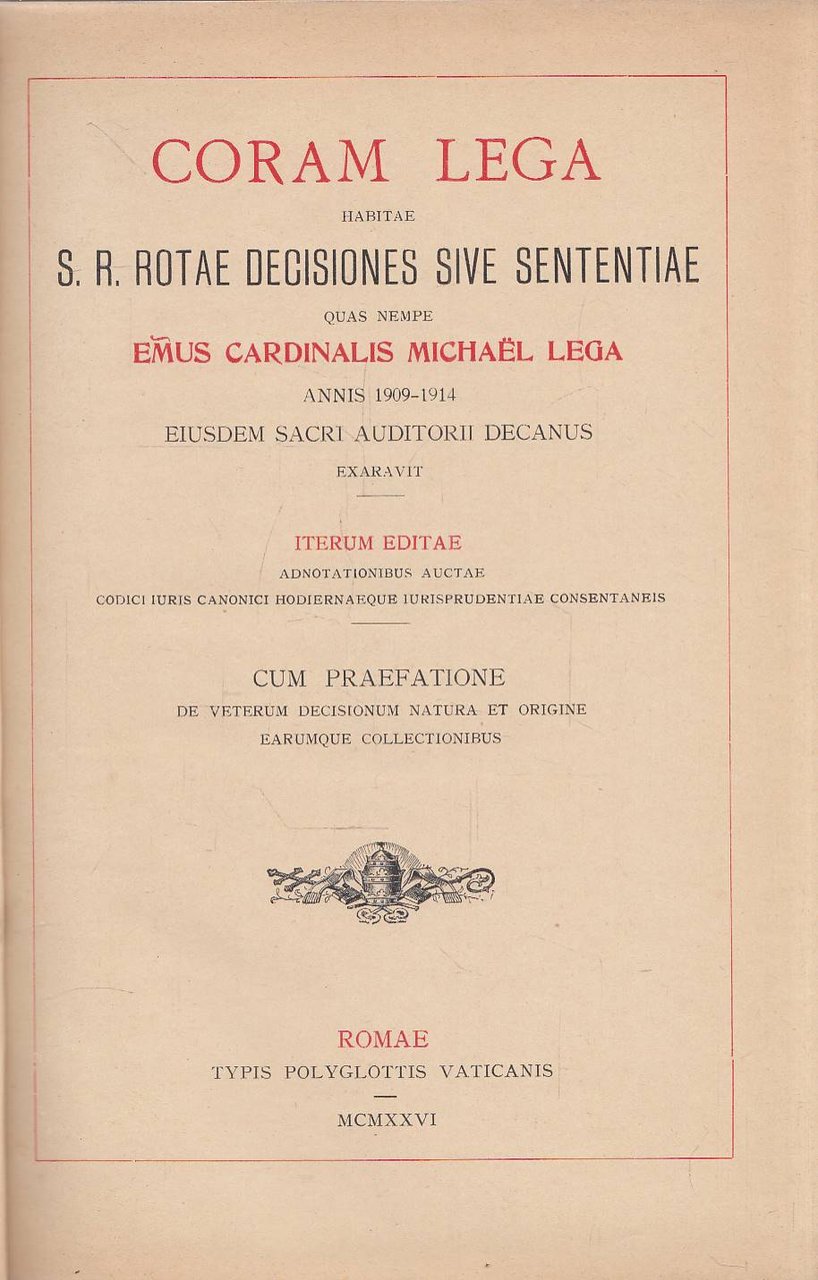 Coram Lega Habitae S. R. Rotae Decisiones Sive Sententiae. Annis … | Immagine principale