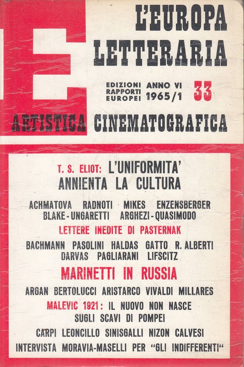 L'Europa Letteraria Artistica Cinematografica. Anno VI, 1965/1, n. 33 | Immagine principale
