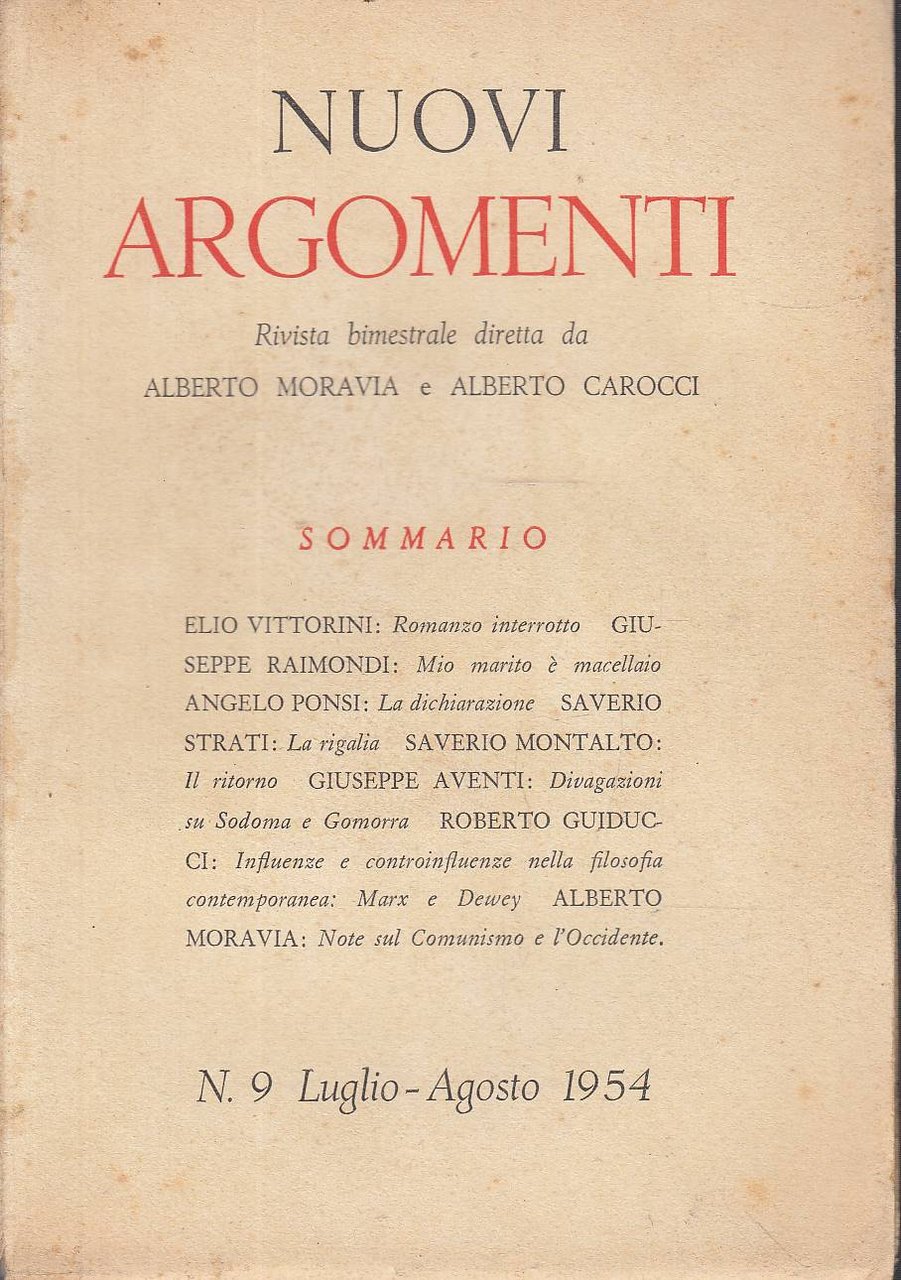 Nuovi Argomenti, luglio-agosto 1954