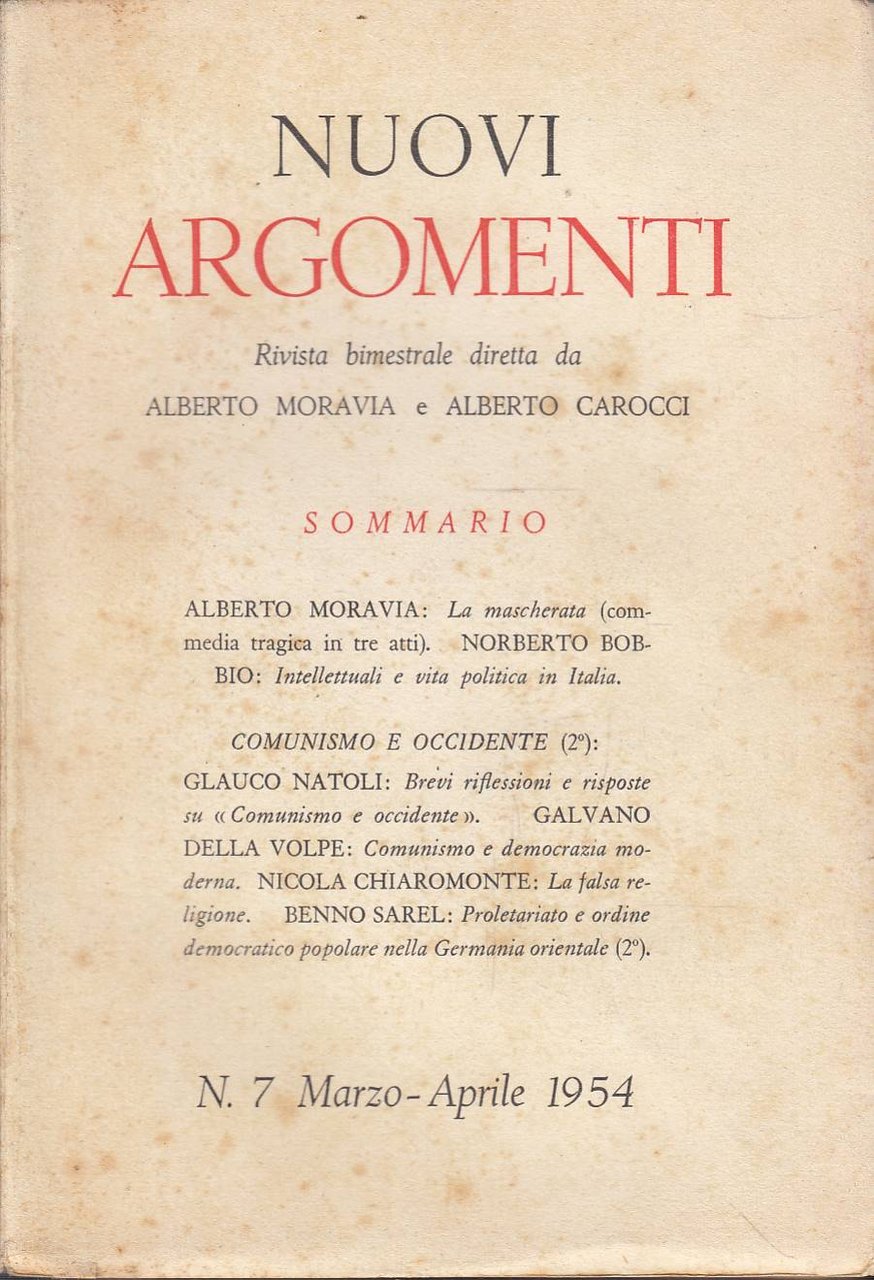 Nuovi Argomenti, marzo-aprile 1954