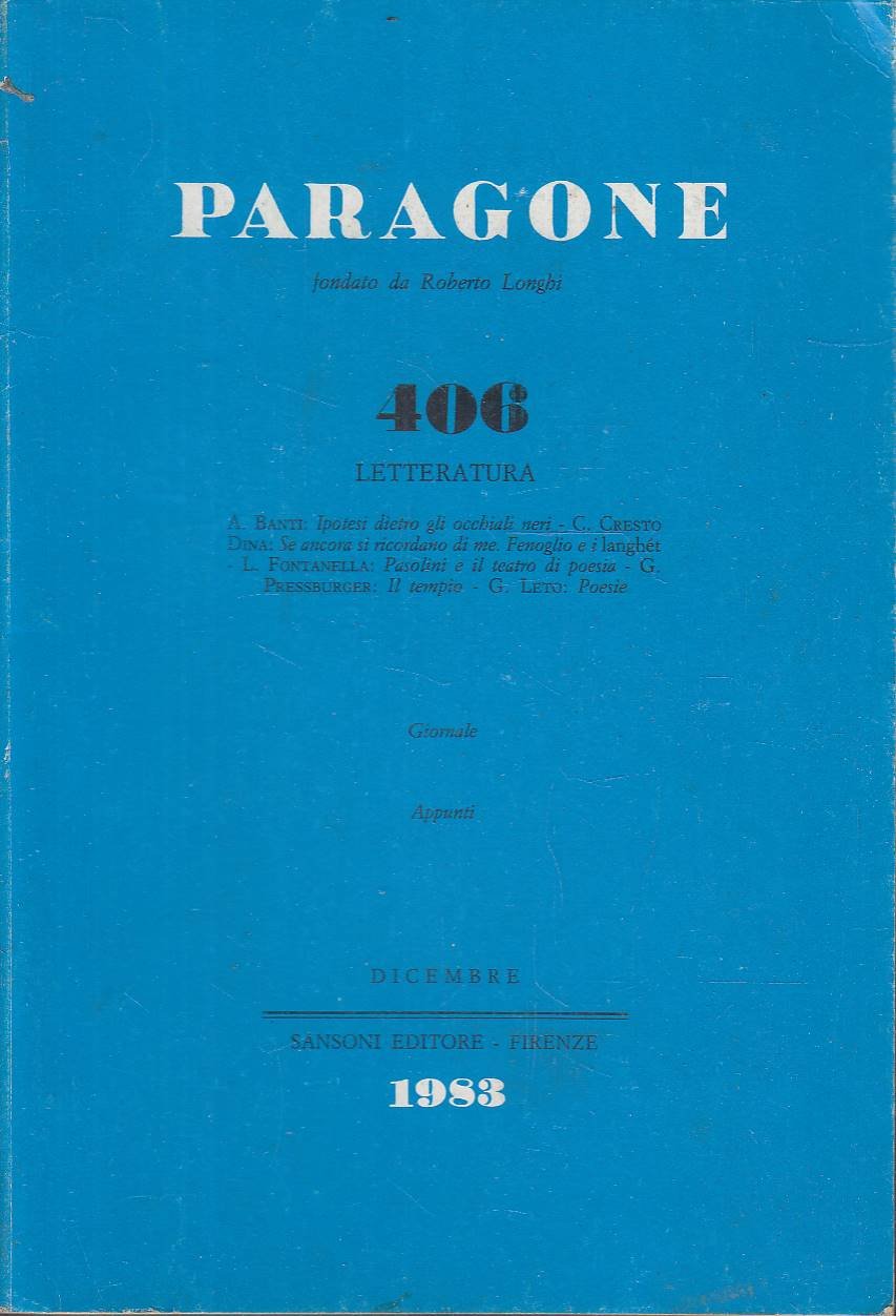 Paragone N. 406 Letteratura - Rivista Mensile di Arte Figurativa … | Immagine principale