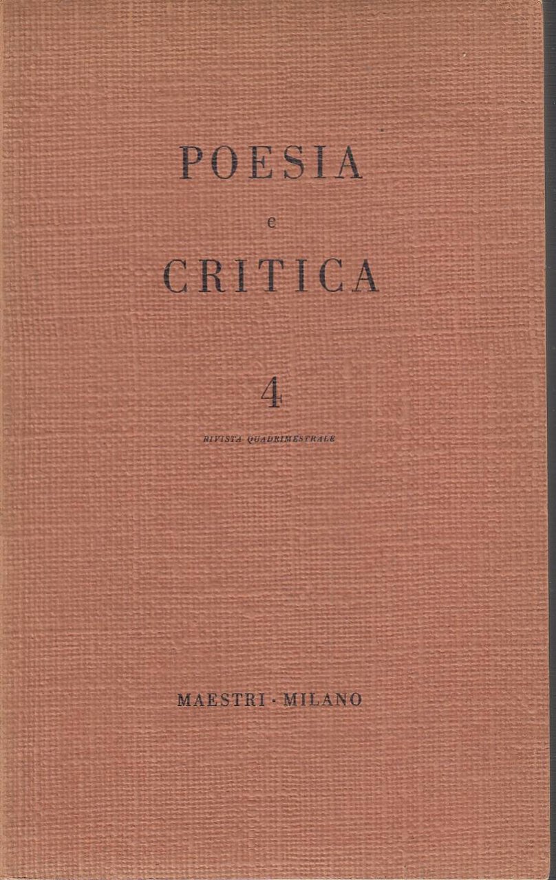 Poesia e critica. Anno II, n. 4