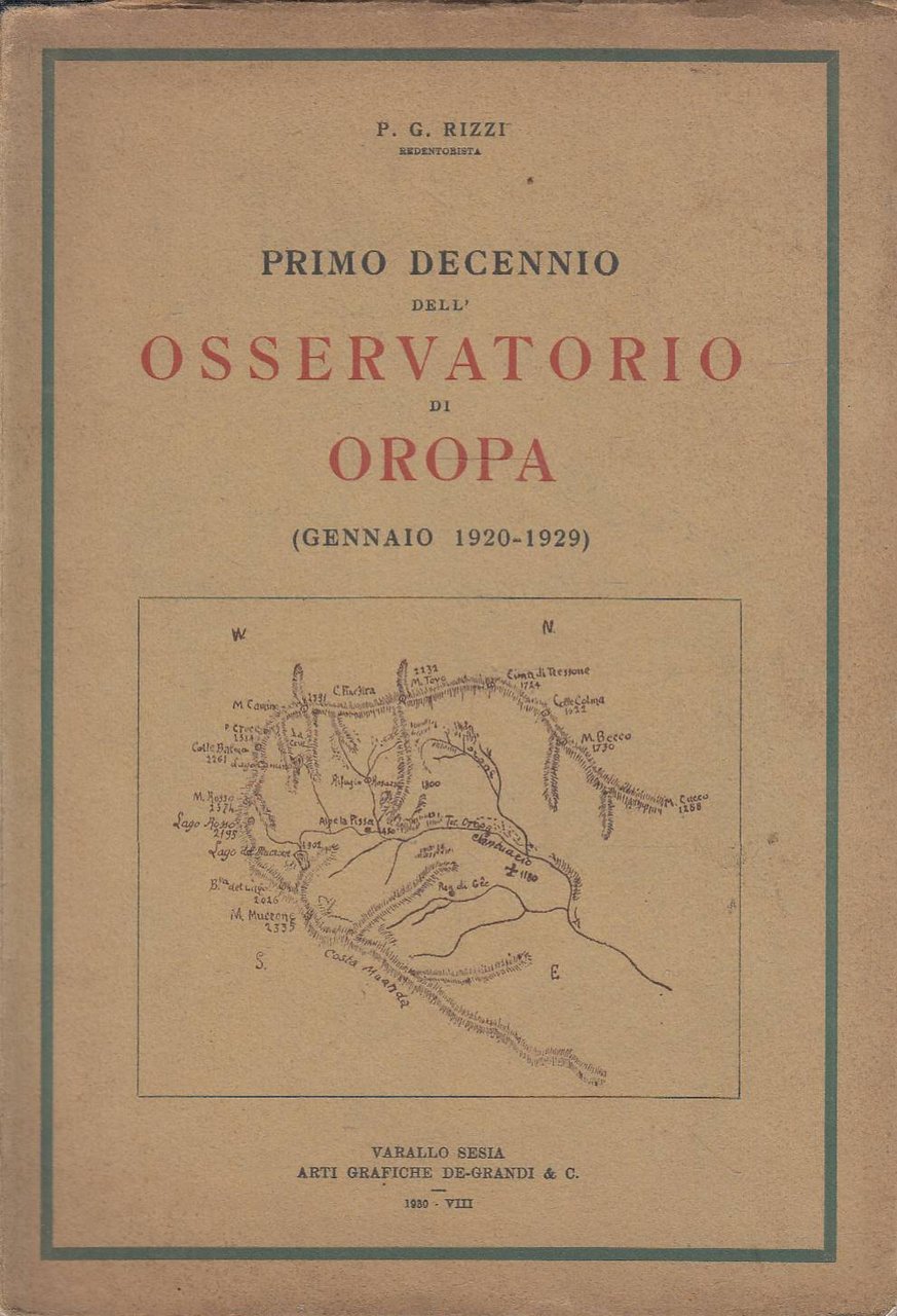 Primo decennio dell'osservatorio di Oropa ( gennaio 1920-1929)