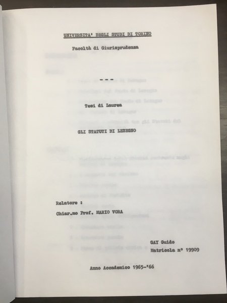 Gli statuti di Lesegno.