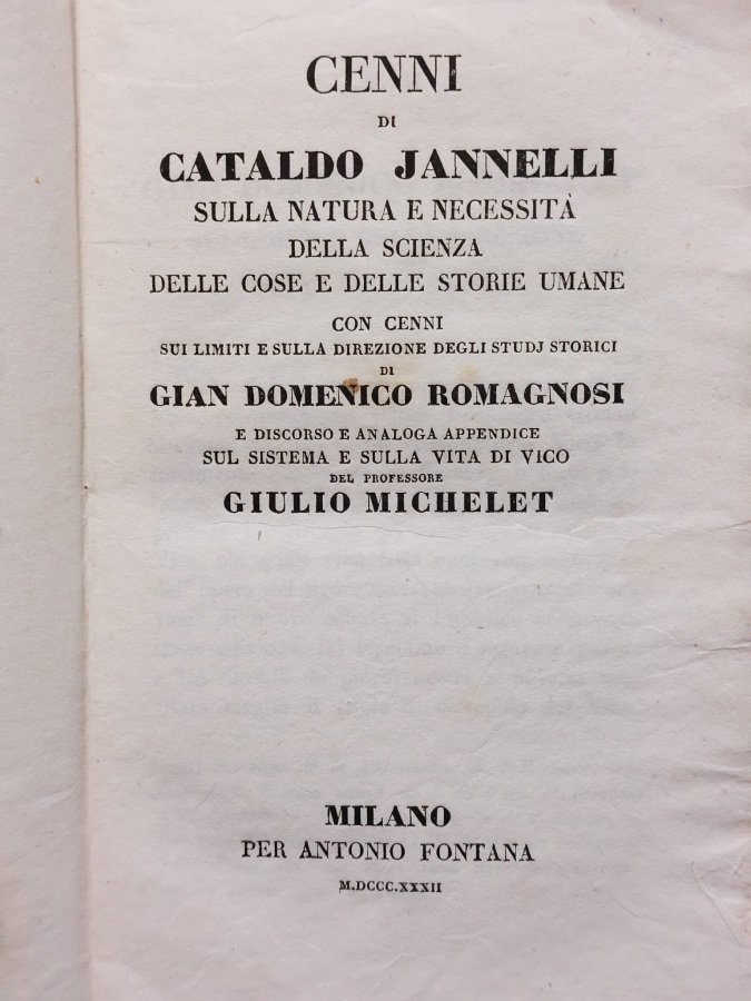 Cenni di Cataldo Jannelli sulla natura e necessità della scienza …