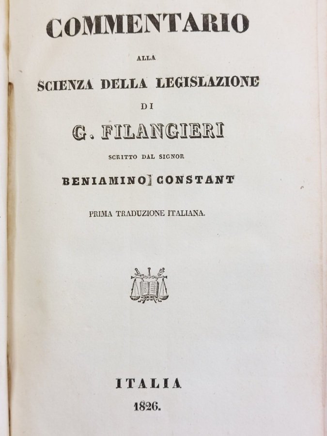 Commentario alla Scienza della Legislazione di G.Filangieri.