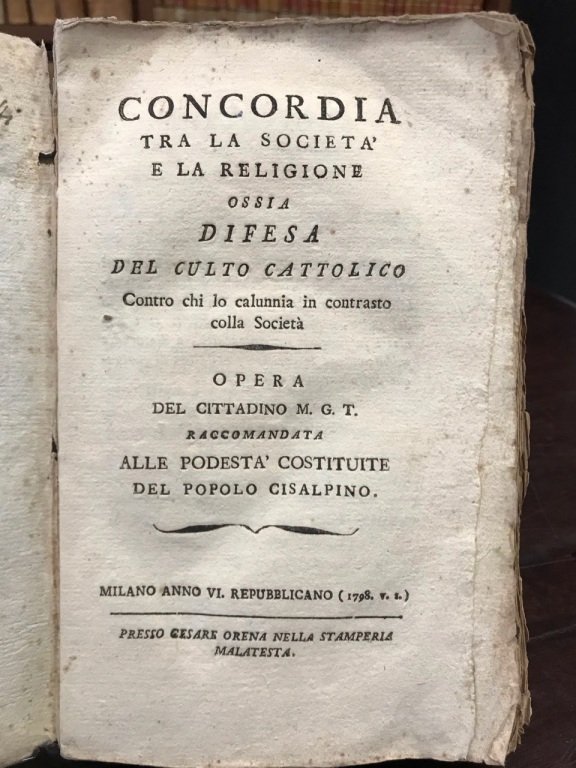 Concordia tra la società e la religione, ossia difesa del …