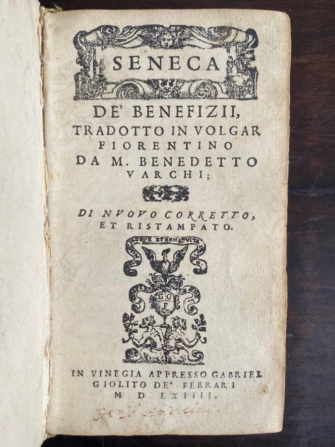 De' benefizii, tradotto in volgar fiorentino da M. Benedetto Varchi. | Immagine principale