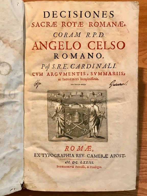 Decisiones Sacrae Rotae Romanae coram R.P.D. Angelo Celso romano [.].