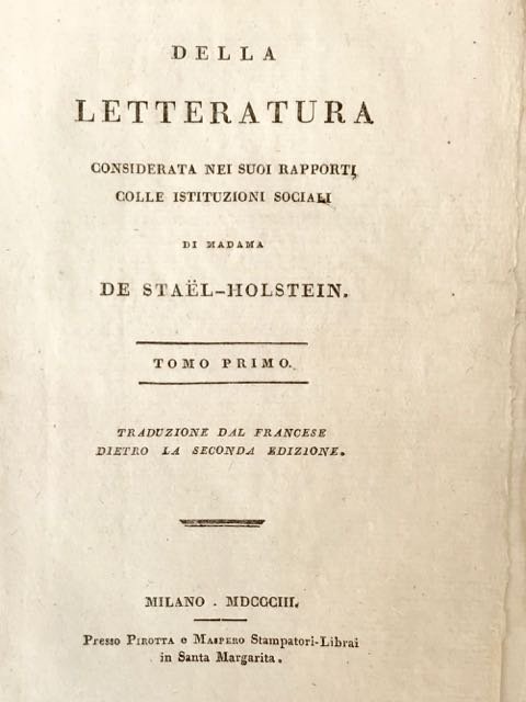 Della letteratura considerata nei suoi rapporti colle istituzioni sociali.