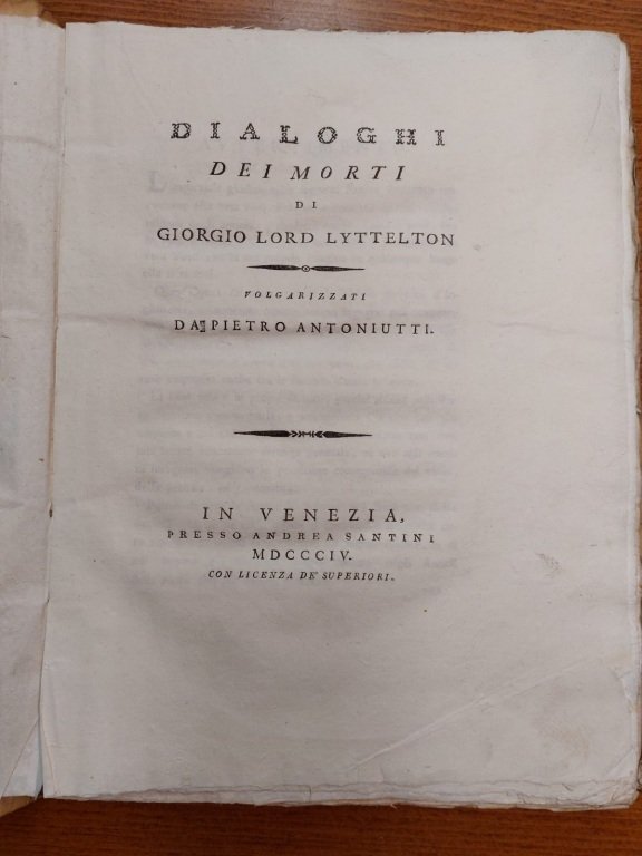 Dialoghi dei morti. Volgarizzati da Pietro Antoniutti.