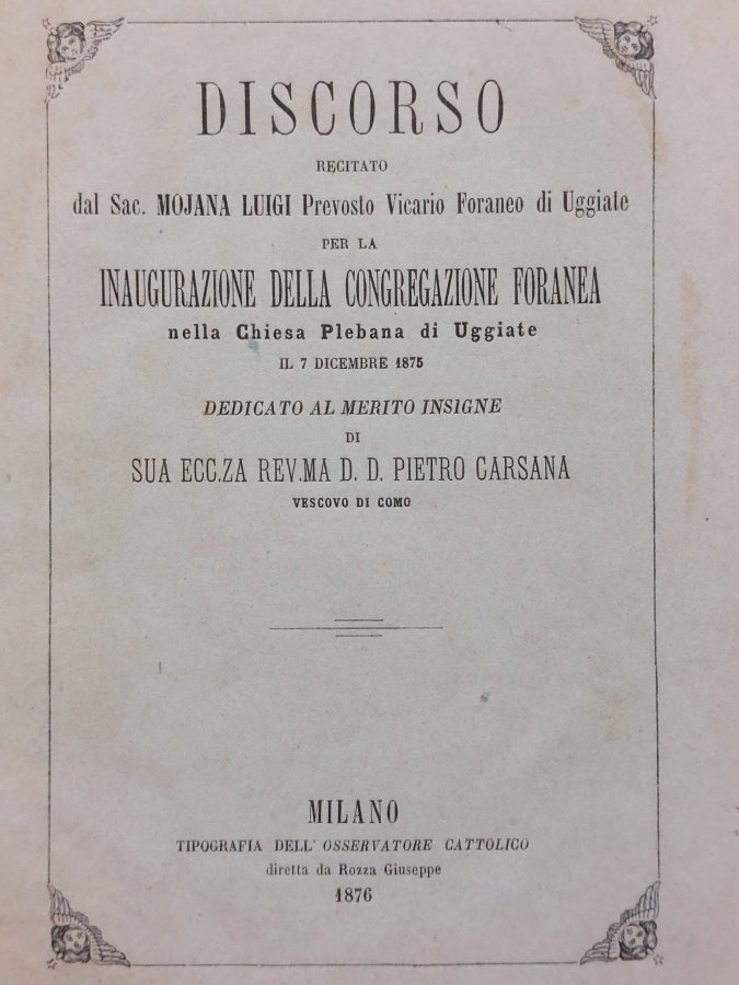 Discorso [.] per la inauurazione della Congregazione Foranea nella Chiesa …