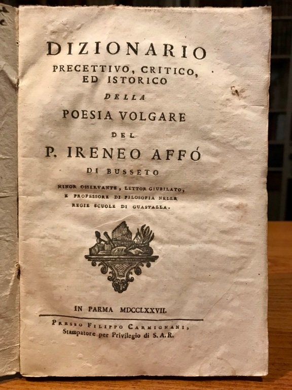Dizionario precettivo, critico, ed istorico della poesia volgare.