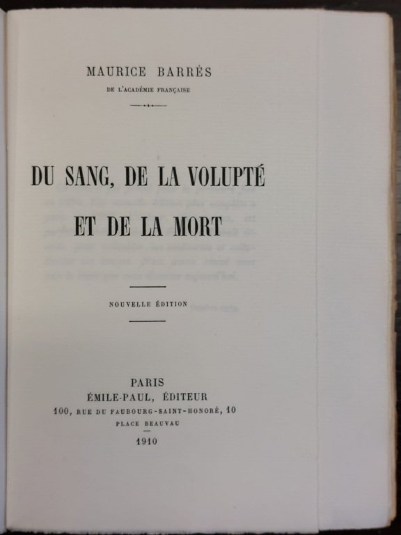 Du sang, de la volupté et de la mort.