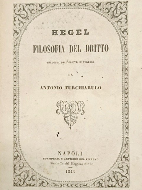 Filosofia del diritto. Tradotta dall'originale tedesco da Antonio Turchiarulo.