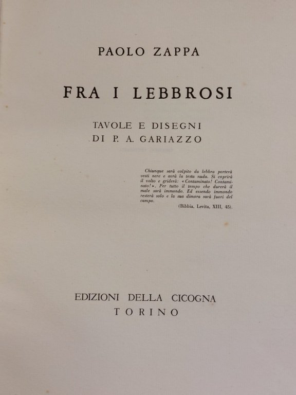Fra i lebbrosi. Tavole e disegni di P. A. Gariazzo.