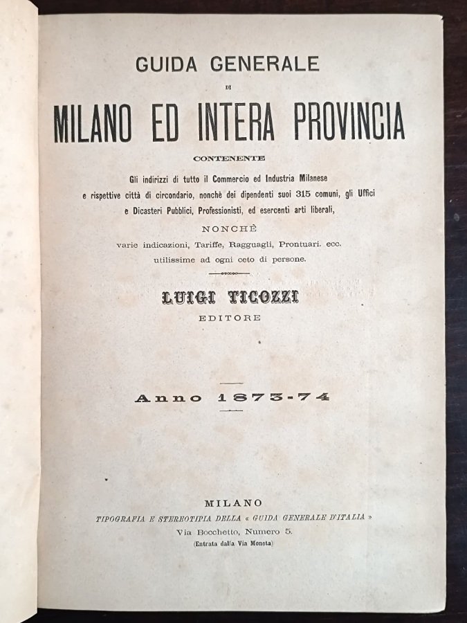 Guida generale di Milano ed intera provincia: contenente gli indirizzi … | Immagine principale