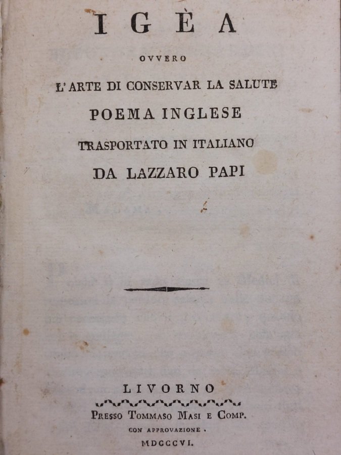 Igèa ovvero l'arte di conservar la salute. Poema inglese trasportato …