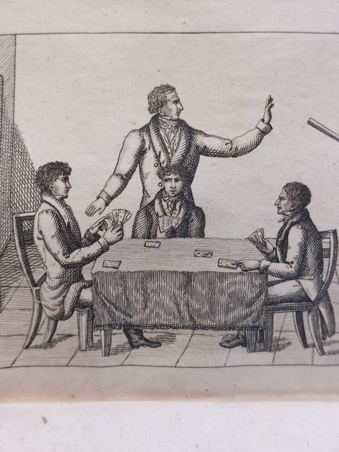 Il giuocatore nella sala di conversazione che istruisce sul tarocco, …
