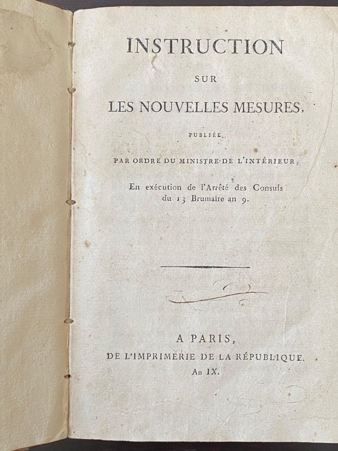 Instruction sur les nouvelles mesures, publiée par ordre du Ministre …