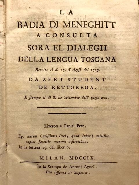 La badia dj Menegihtt a consulta sora el dialegh della …