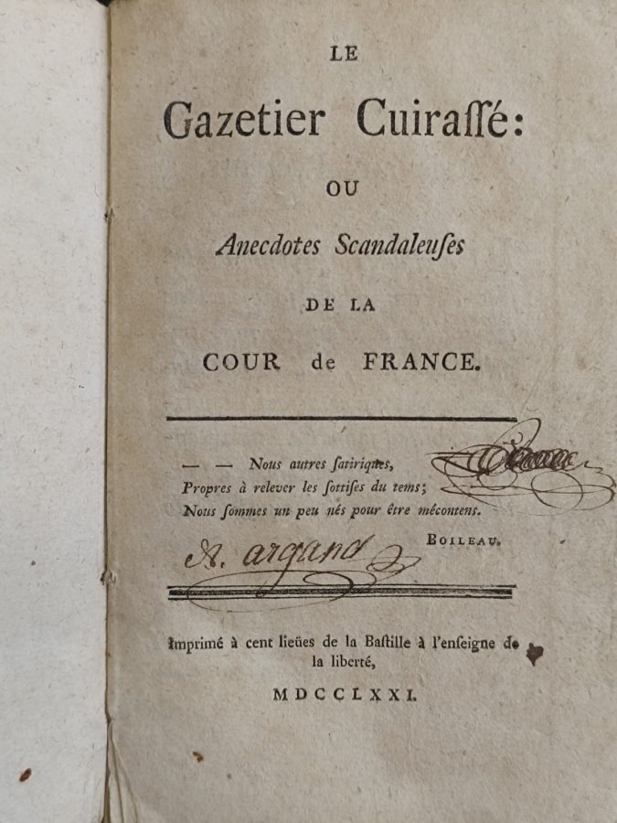 Le Gazetier Cuirassé ou Anecdotes Scandaleuses de la Cour de …