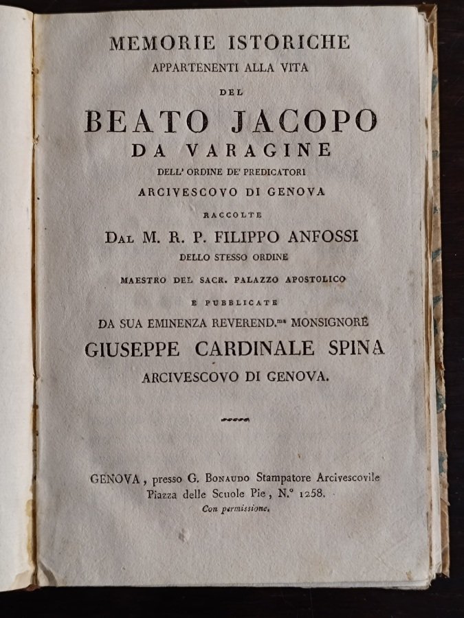 Memorie istoriche appartenenti alla vita del Beato Jacopo da Varagine …