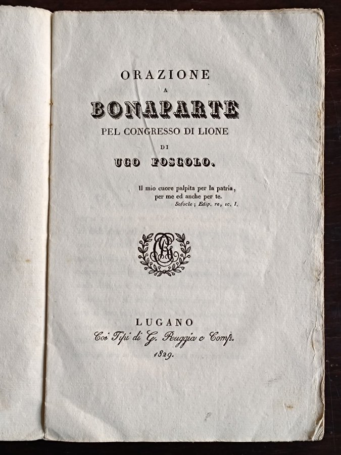 Orazione a Bonaparte pel congresso di Lione.