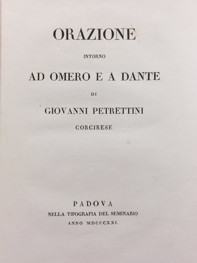 Orazione intorno ad Omero e a Dante.