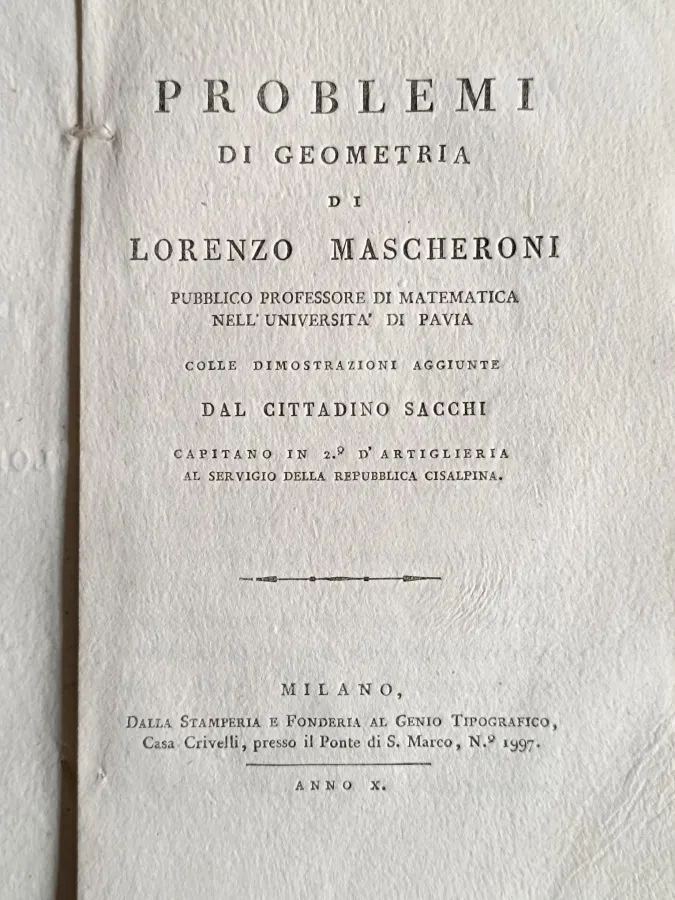 Problemi di geometria colle dimostrazioni aggiunte dal cittadino Sacchi. | Immagine principale