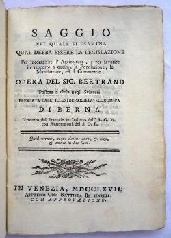 Saggio nel quale si esamina qual debba essere la legislazione …