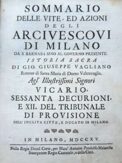 Sommario delle vite ed azioni degli arcivescovi di Milano da …