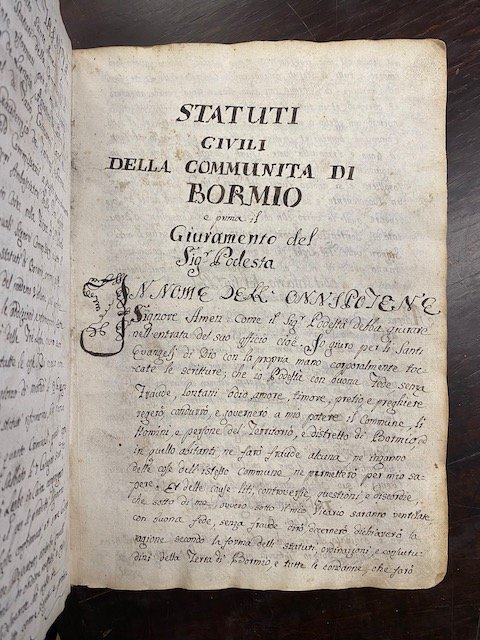 Statuti civili della Communità di Bormio. [-Seguono li Statuti criminali].