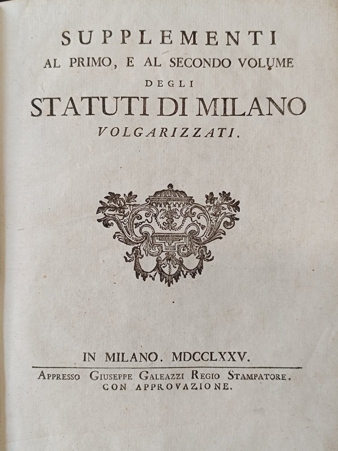 Supplementi al primo, e al secondo volume degli Statuti di …