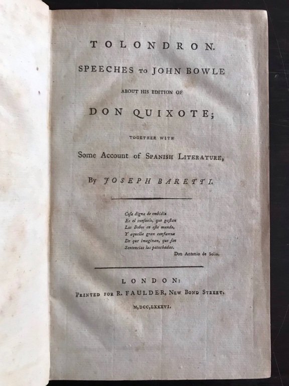 Tolondron. Speeches to John Bowle about his edition of Don …