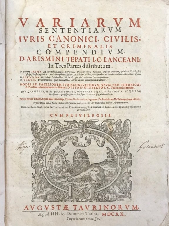Variarum sententiarum iuris canonici, civilis, et criminalis compendium [.] hodie …