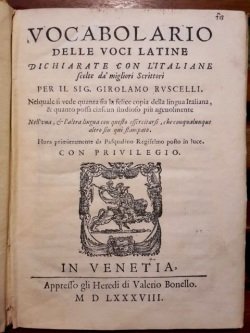Vocabolario delle voci latine dichiarate con l'italiane [.]. Hora primariamente …